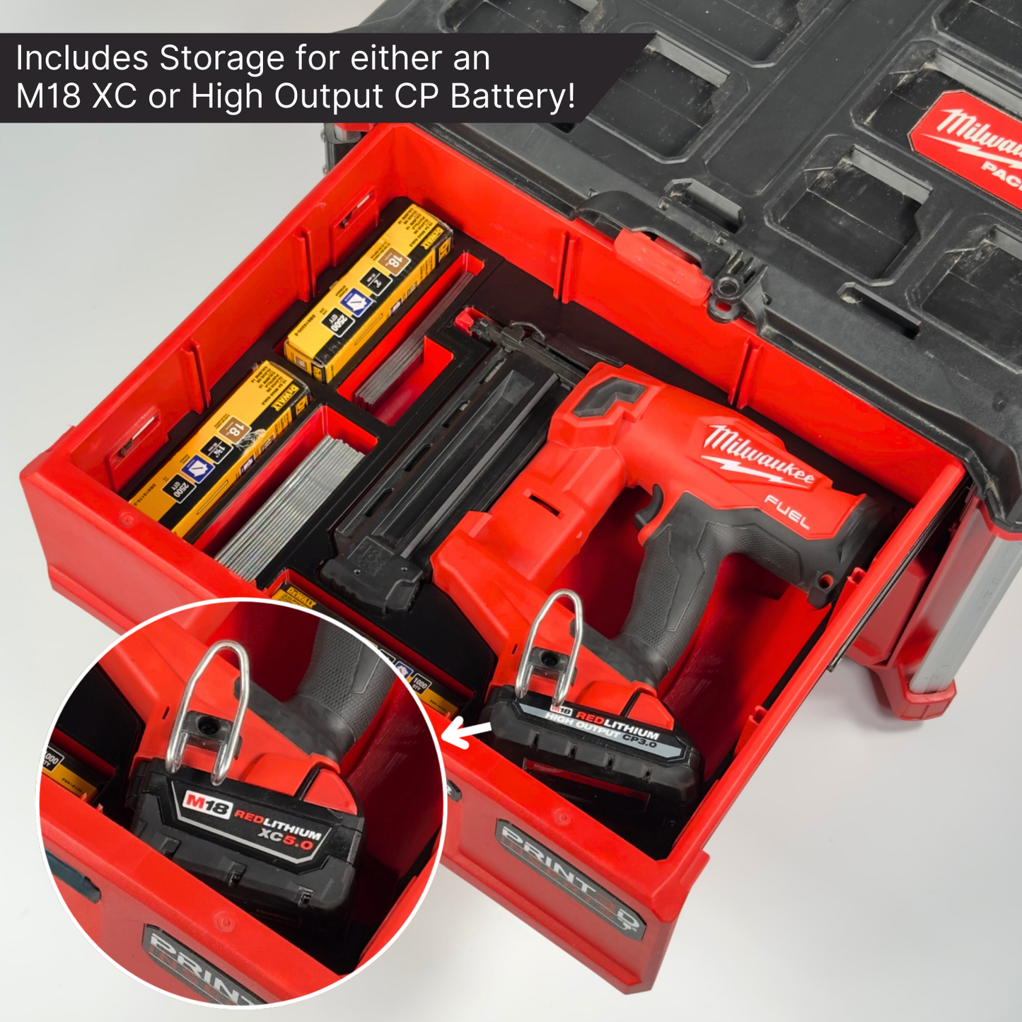 M18 Brad Nailer Custom Packout Insert | 2-Drawer Tool Box