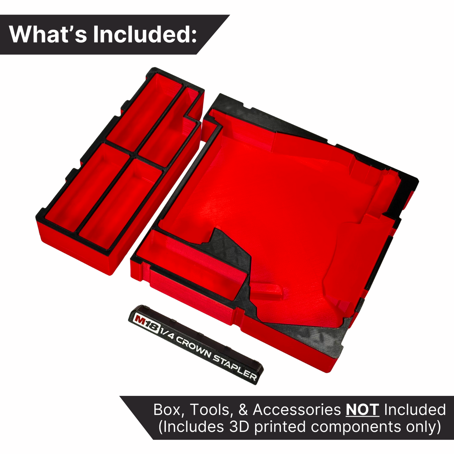 M18 Narrow Crown Stapler Custom Packout Insert | 2-Drawer Tool Box