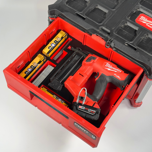 M18 Brad Nailer Custom Packout Insert | 2-Drawer Tool Box