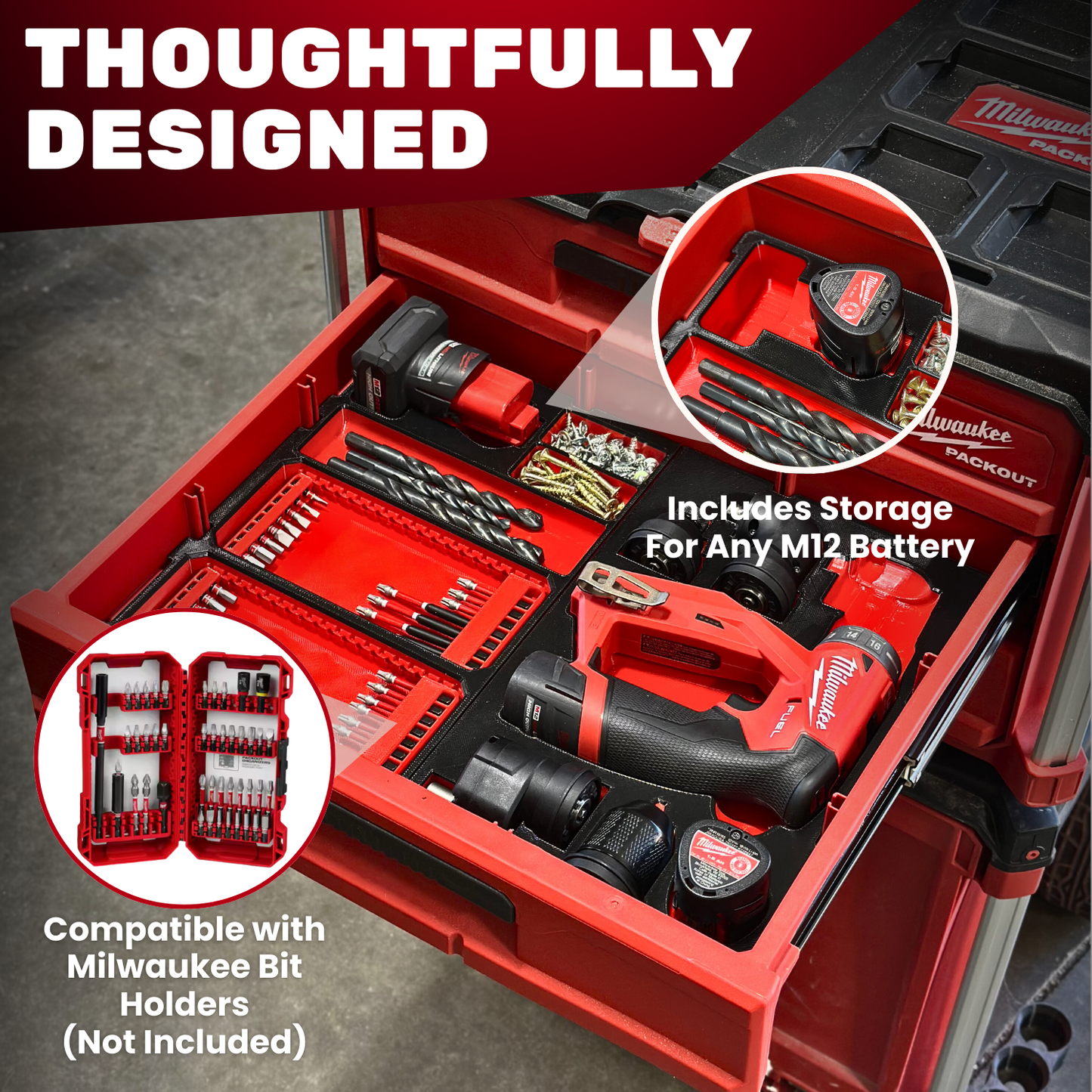 M12 Install Drill/Driver Organization Kit - Drawers