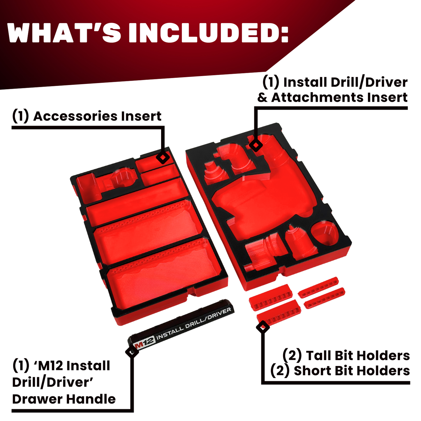 M12 Install Drill/Driver Organization Kit - Drawers